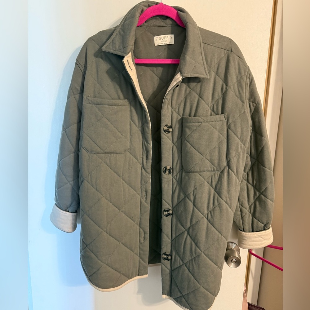 Z Supply Women's Maya Quilted Utility Jacket - Sage Green